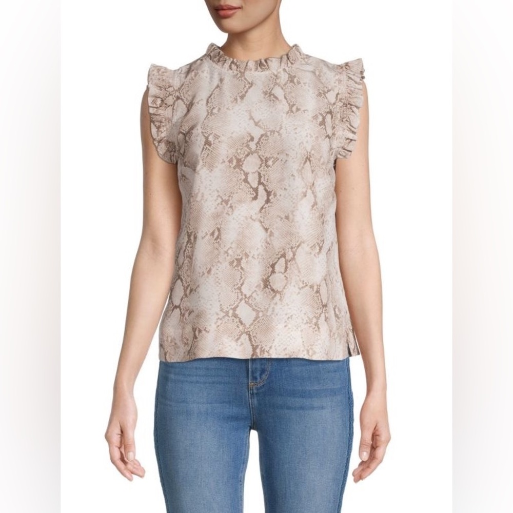 NWT ELIE TAHARI Snakeskin-Print Silk Top size M